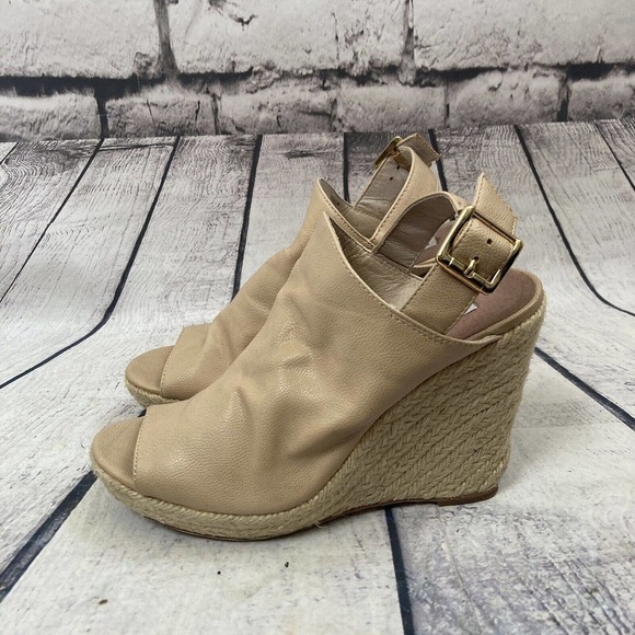 Steve Madden Corizon Wedge Open Toe Sandal Beige Womens Size 8.5 - Picture 4 of 10